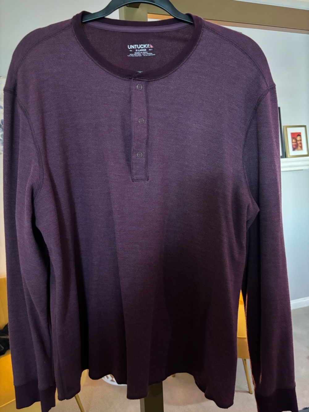 UNTUCKit Men's Long-Sleeve Henley Shirt in Plum